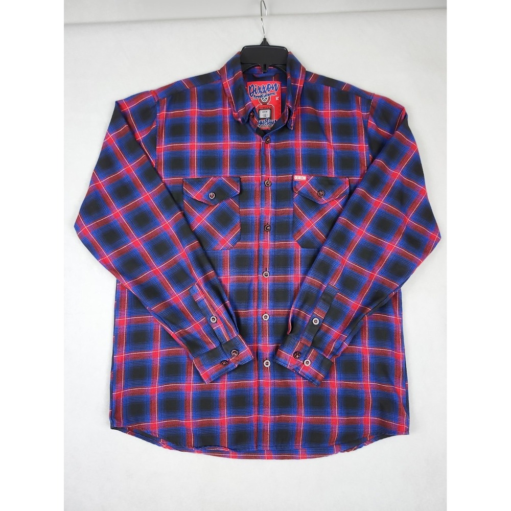 Dixxon Flannel Company Hometown Shirt Mens L Blue/Red Plaid Long Sleeve Button